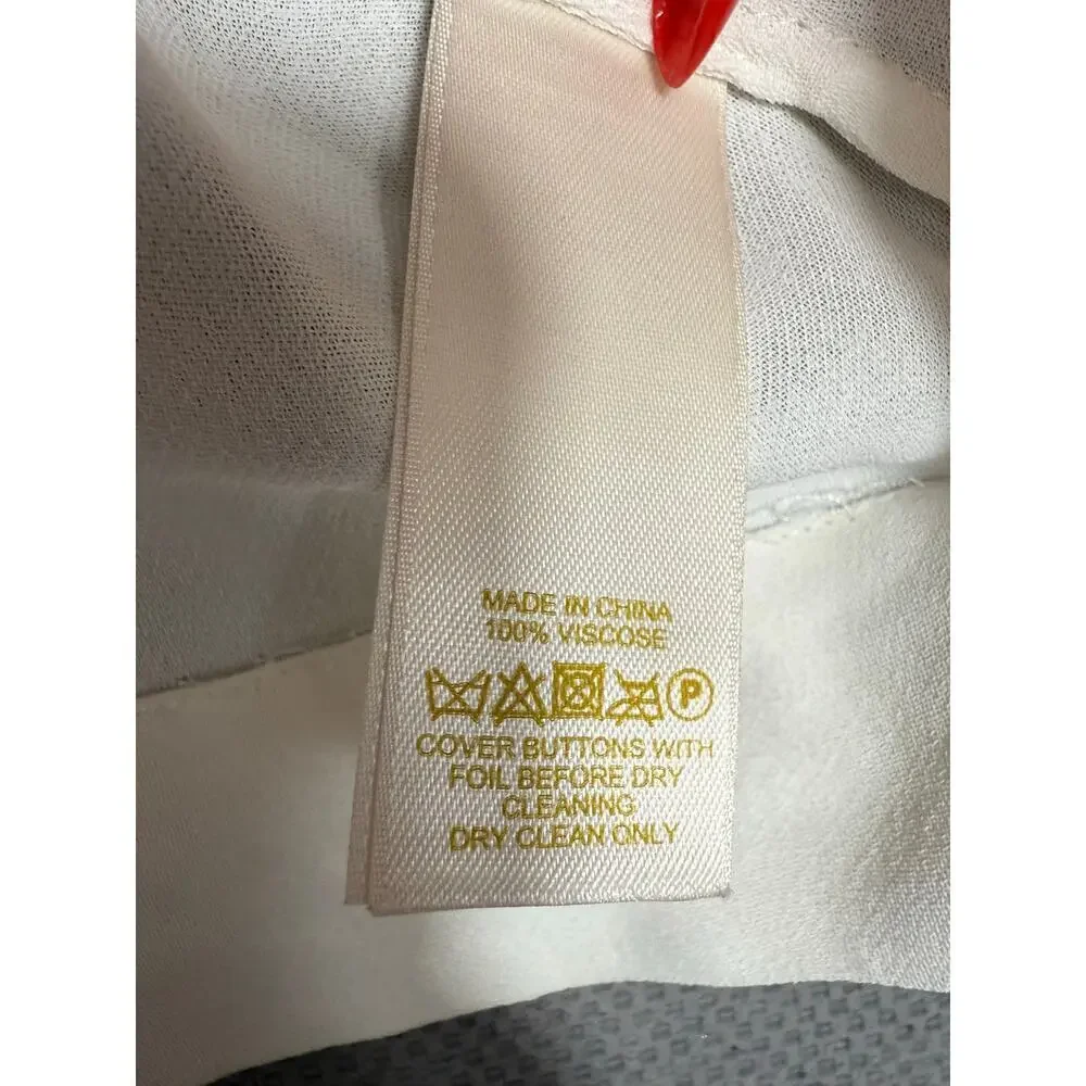 Kate Spade Edison Top White Ruffle Front Blouse Size 4
